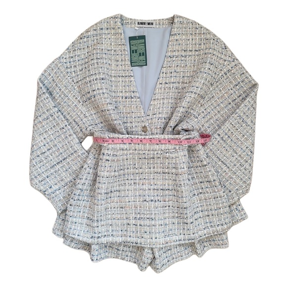 Bundle Blue Tweed Jacket and Mini Skort Skirt Fall Outfit Set Size 4 Medium - Picture 4 of 11